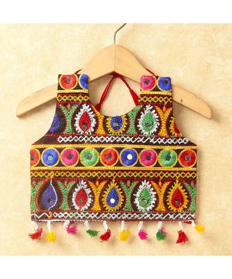 Banjara India Kutchi Emboidered Pink Girls Chaniya Choli with Dupatta (CC-DROP) - RED 3