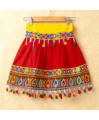 Banjara India Kutchi Emboidered Pink Girls Chaniya Choli with Dupatta (CC-DROP) - RED 5