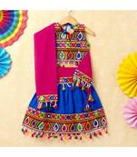 Banjara India Kutchi Emboidered Pink Girls Chaniya Choli with Dupatta (CC-DROP) - BLUE