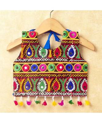Banjara India Kutchi Emboidered Pink Girls Chaniya Choli with Dupatta (CC-DROP) - BLUE 5