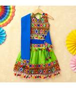 Banjara India Kutchi Emboidered Black Girls Chaniya Choli with Dupatta (CC-DROP) - GREEN