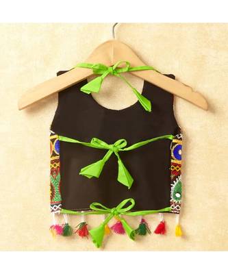 Banjara India Kutchi Emboidered Black Girls Chaniya Choli with Dupatta (CC-DROP) - GREEN 2
