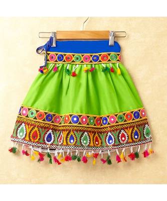 Banjara India Kutchi Emboidered Black Girls Chaniya Choli with Dupatta (CC-DROP) - GREEN 3