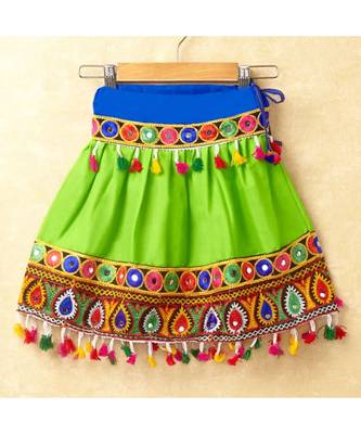 Banjara India Kutchi Emboidered Black Girls Chaniya Choli with Dupatta (CC-DROP) - GREEN 5