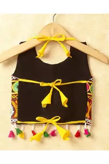 Banjara India Kutchi Emboidered White Girls Chaniya Choli with Dupatta (CC-DROP) - YELLOW