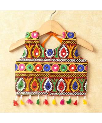 Banjara India Kutchi Emboidered Red Girls Chaniya Choli with Dupatta (CC-DROP) - ORANGE 2