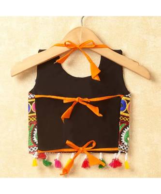 Banjara India Kutchi Emboidered Red Girls Chaniya Choli with Dupatta (CC-DROP) - ORANGE 5