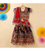 Banjara India Kutchi Emboidered Black Girls Chaniya Choli with Dupatta (CC-WAVE) - Black