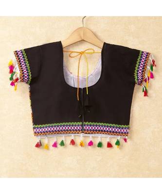 Banjara India Kutchi Emboidered Black Girls Chaniya Choli with Dupatta (CC-WAVE) - Black 2