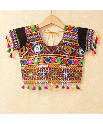Banjara India Kutchi Emboidered Black Girls Chaniya Choli with Dupatta (CC-WAVE) - Black 4