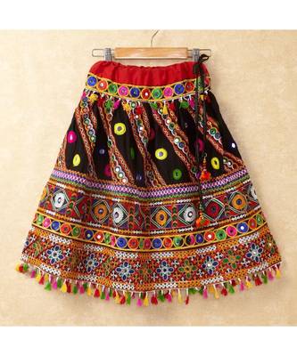 Banjara India Kutchi Emboidered Black Girls Chaniya Choli with Dupatta (CC-WAVE) - Black 5