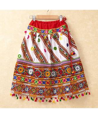 Banjara India Kutchi Emboidered White Girls Chaniya Choli with Dupatta (CC-WAVE) - WHITE 2
