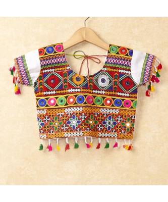 Banjara India Kutchi Emboidered White Girls Chaniya Choli with Dupatta (CC-WAVE) - WHITE 3