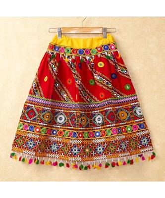 Banjara India Kutchi Emboidered Red Girls Chaniya Choli with Dupatta (CC-WAVE) - Red 3