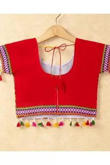 Banjara India Kutchi Emboidered Red Girls Chaniya Choli with Dupatta (CC-WAVE) - Red