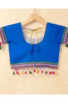 Banjara India Kutchi Emboidered Blue Girls Chaniya Choli with Dupatta (CC-WAVE) - Blue