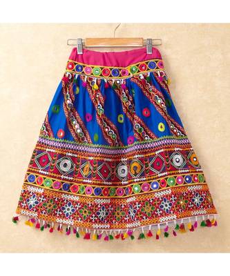 Banjara India Kutchi Emboidered Blue Girls Chaniya Choli with Dupatta (CC-WAVE) - Blue 4