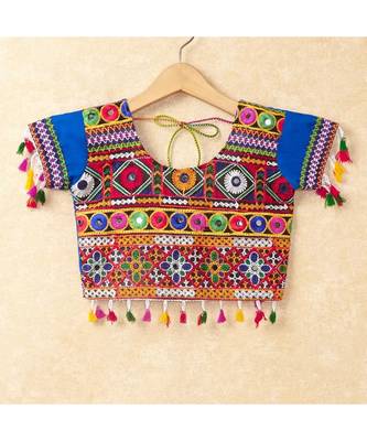 Banjara India Kutchi Emboidered Blue Girls Chaniya Choli with Dupatta (CC-WAVE) - Blue 5