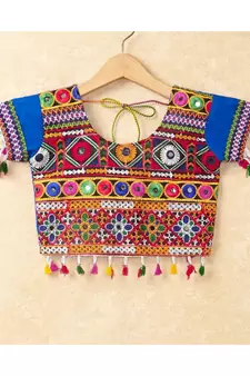 Banjara India Kutchi Emboidered Blue Girls Chaniya Choli with Dupatta (CC-WAVE) - Blue