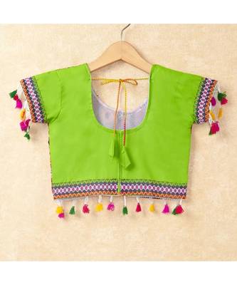 Banjara India Kutchi Emboidered Green Girls Chaniya Choli with Dupatta (CC-WAVE) - Green 2