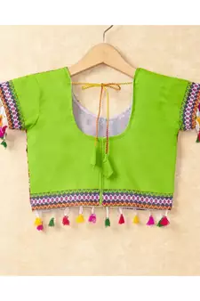 Banjara India Kutchi Emboidered Green Girls Chaniya Choli with Dupatta (CC-WAVE) - Green