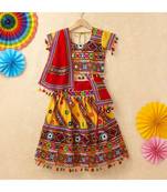 Banjara India Kutchi Emboidered Yellow Girls Chaniya Choli with Dupatta (CC-WAVE) - YELLOW