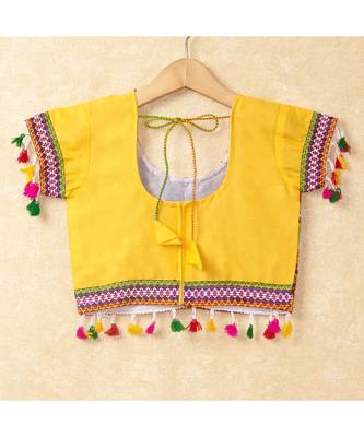 Banjara India Kutchi Emboidered Yellow Girls Chaniya Choli with Dupatta (CC-WAVE) - YELLOW 3