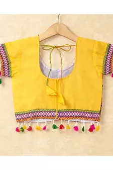 Banjara India Kutchi Emboidered Yellow Girls Chaniya Choli with Dupatta (CC-WAVE) - YELLOW