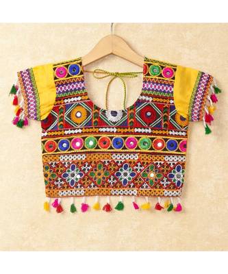 Banjara India Kutchi Emboidered Yellow Girls Chaniya Choli with Dupatta (CC-WAVE) - YELLOW 5