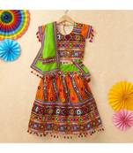 Banjara India Kutchi Emboidered Orange Girls Chaniya Choli with Dupatta (CC-WAVE) - ORANGE