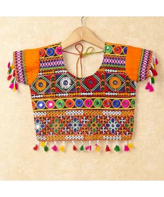 Banjara India Kutchi Emboidered Orange Girls Chaniya Choli with Dupatta (CC-WAVE) - ORANGE 4