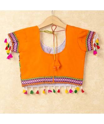 Banjara India Kutchi Emboidered Orange Girls Chaniya Choli with Dupatta (CC-WAVE) - ORANGE 5