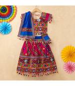 Banjara India Kutchi Emboidered Pink Girls Chaniya Choli with Dupatta (CC-WAVE) - Pink