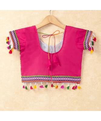Banjara India Kutchi Emboidered Pink Girls Chaniya Choli with Dupatta (CC-WAVE) - Pink 4