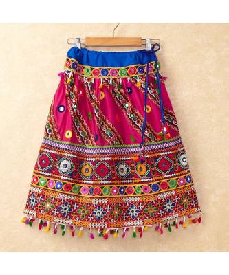 Banjara India Kutchi Emboidered Pink Girls Chaniya Choli with Dupatta (CC-WAVE) - Pink 5
