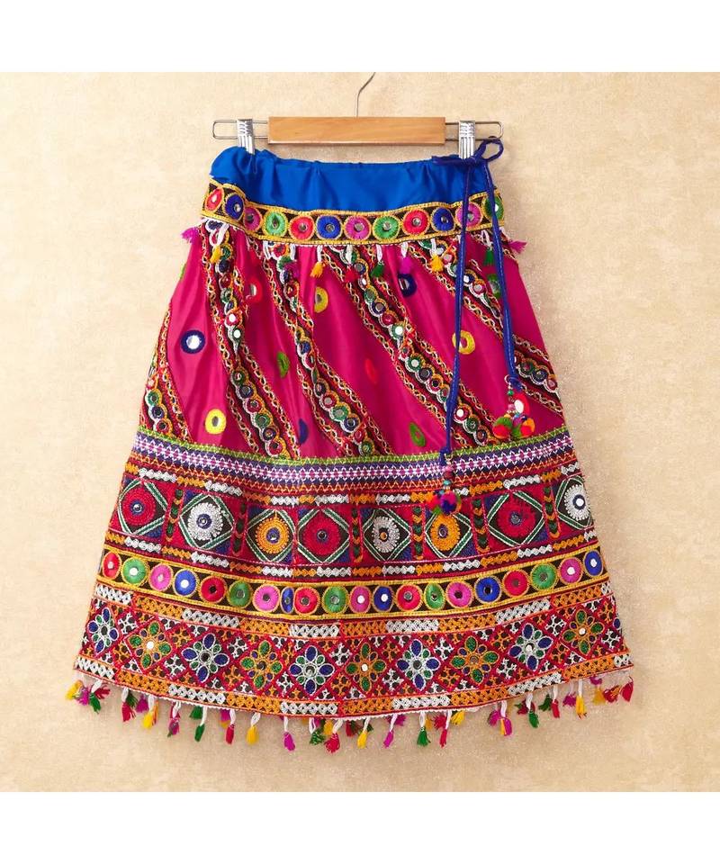 Banjara India Kutchi Emboidered Pink Girls Chaniya Choli with Dupatta (CC-WAVE) - Pink