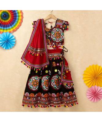 Banjara India Kutchi Emboidered Black Girls Chaniya Choli with Dupatta (CC-RING) - Black 1