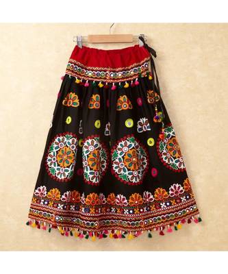 Banjara India Kutchi Emboidered Black Girls Chaniya Choli with Dupatta (CC-RING) - Black 2