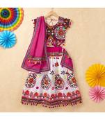 Banjara India Kutchi Emboidered White Girls Chaniya Choli with Dupatta (CC-RING) - WHITE