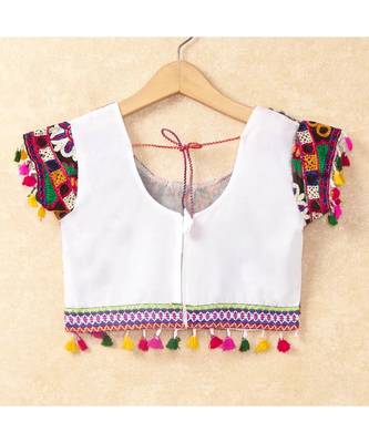 Banjara India Kutchi Emboidered White Girls Chaniya Choli with Dupatta (CC-RING) - WHITE 3