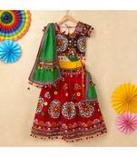 Banjara India Kutchi Emboidered Red Girls Chaniya Choli with Dupatta (CC-RING) - Red