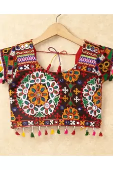 Banjara India Kutchi Emboidered Red Girls Chaniya Choli with Dupatta (CC-RING) - Red