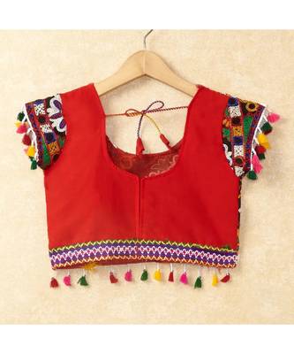 Banjara India Kutchi Emboidered Red Girls Chaniya Choli with Dupatta (CC-RING) - Red 4