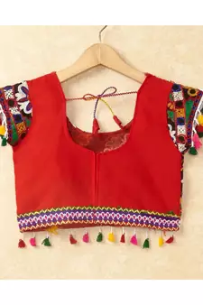 Banjara India Kutchi Emboidered Red Girls Chaniya Choli with Dupatta (CC-RING) - Red
