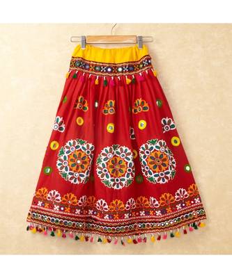 Banjara India Kutchi Emboidered Red Girls Chaniya Choli with Dupatta (CC-RING) - Red 5