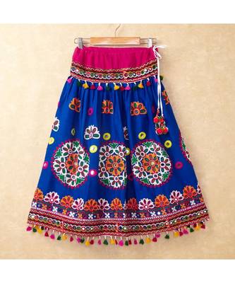 Banjara India Kutchi Emboidered Blue Girls Chaniya Choli with Dupatta (CC-RING) - Blue 4