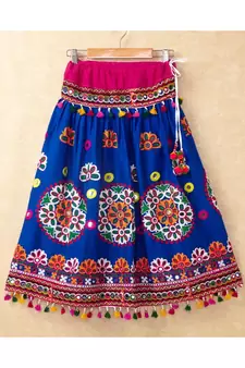 Banjara India Kutchi Emboidered Blue Girls Chaniya Choli with Dupatta (CC-RING) - Blue