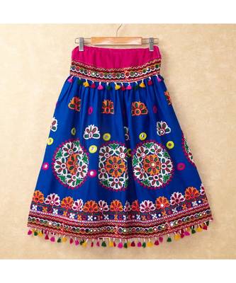 Banjara India Kutchi Emboidered Blue Girls Chaniya Choli with Dupatta (CC-RING) - Blue 6