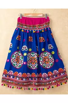 Banjara India Kutchi Emboidered Blue Girls Chaniya Choli with Dupatta (CC-RING) - Blue