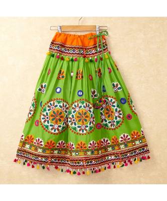 Banjara India Kutchi Emboidered Green Girls Chaniya Choli with Dupatta (CC-RING) - Green 2
